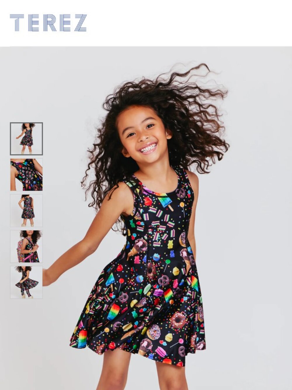 Terez Toddler Skater Dress in Black Candy Spill Size 4